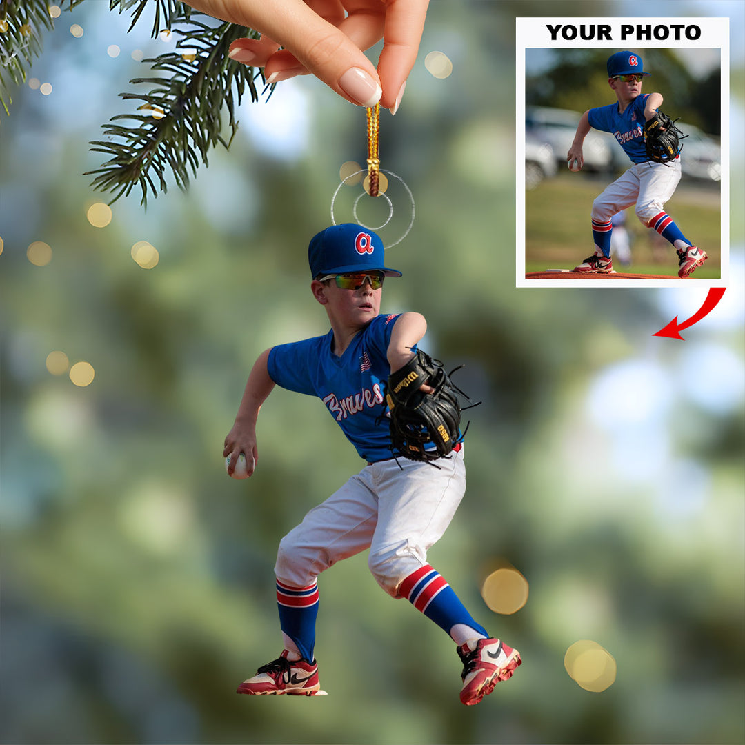 Little Stars Play - Personalized Photo Mica Ornament - Christmas Gift For Young Athletes, Baseball Young Players