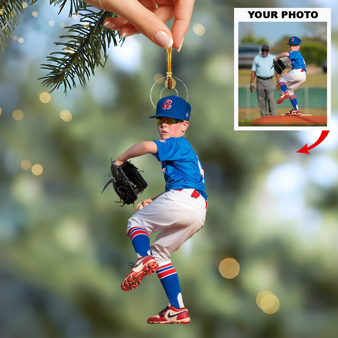 Little Stars Play - Personalized Photo Mica Ornament - Christmas Gift For Young Athletes, Baseball Young Players