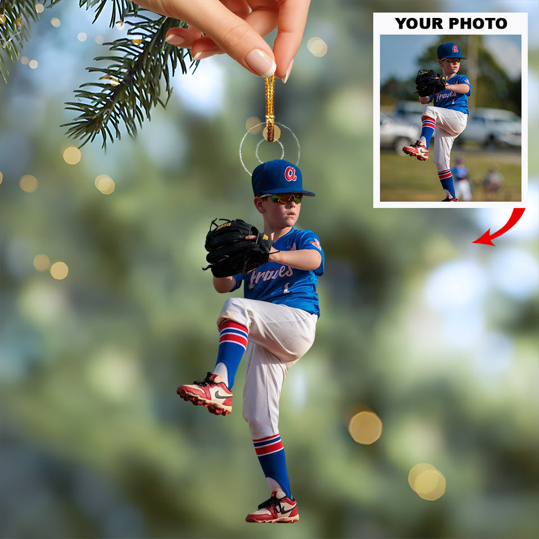 Little Stars Play - Personalized Photo Mica Ornament - Christmas Gift For Young Athletes, Baseball Young Players