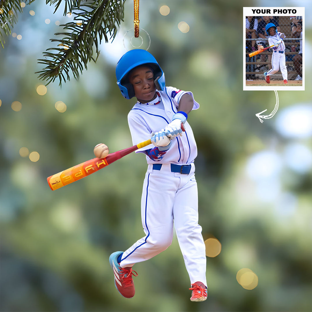 Little Stars Play - Personalized Photo Mica Ornament - Christmas Gift For Young Athletes, Baseball Young Players