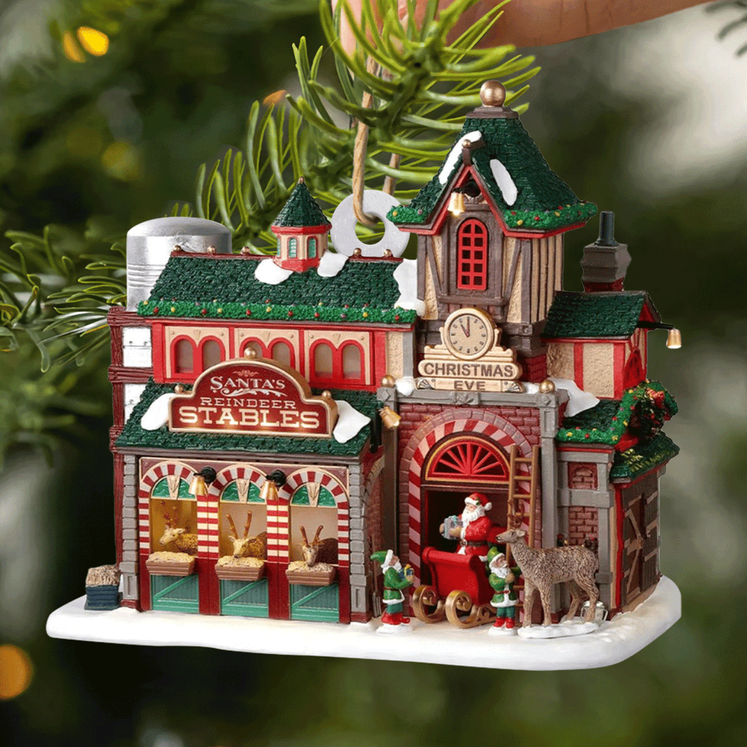 Santa's Reindeer Stables Mica Ornament  NCU0TL023