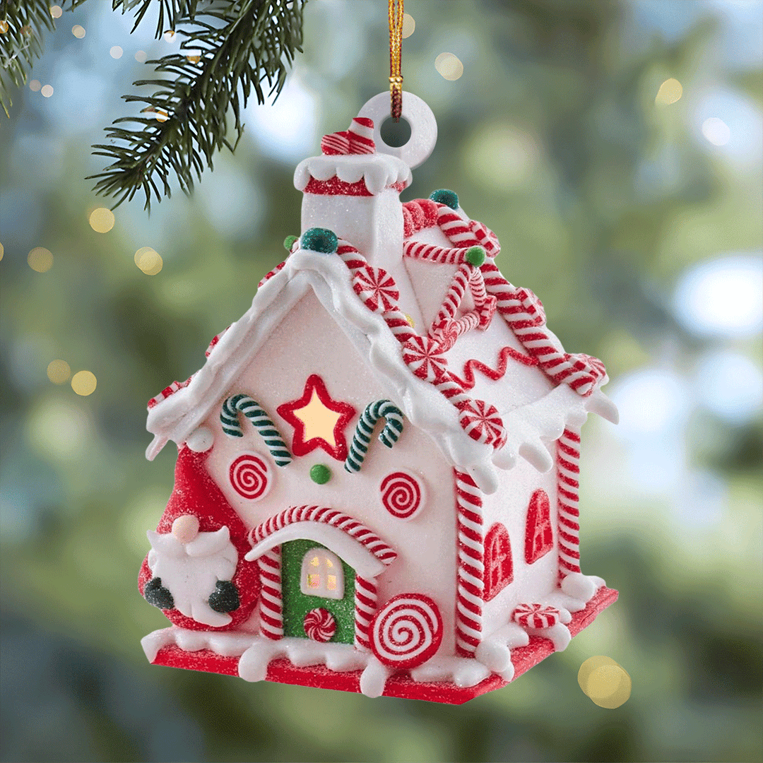 Candy Cane Cottage Mica Ornament  NCU0TL020