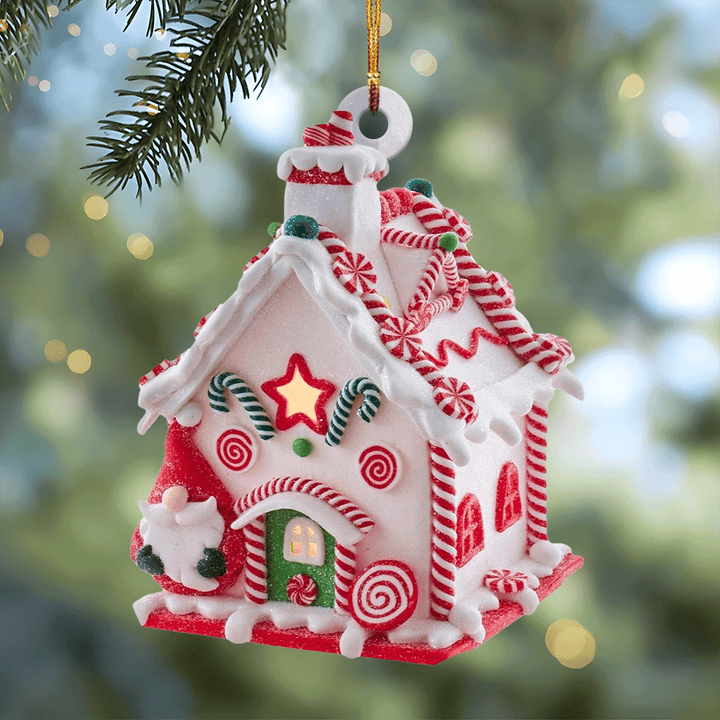 Candy Cane Cottage Mica Ornament  NCU0TL020
