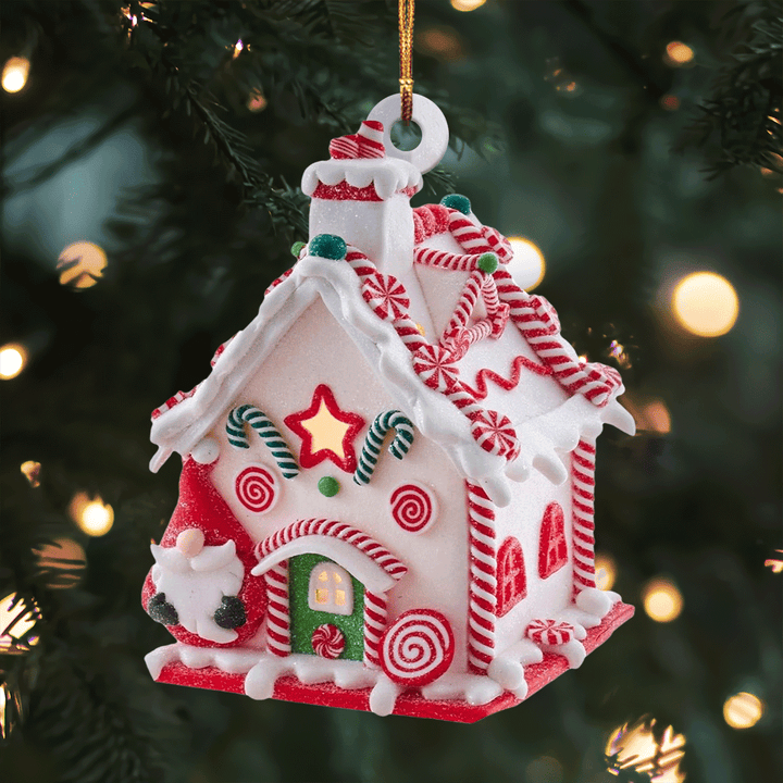 Candy Cane Cottage Mica Ornament  NCU0TL020