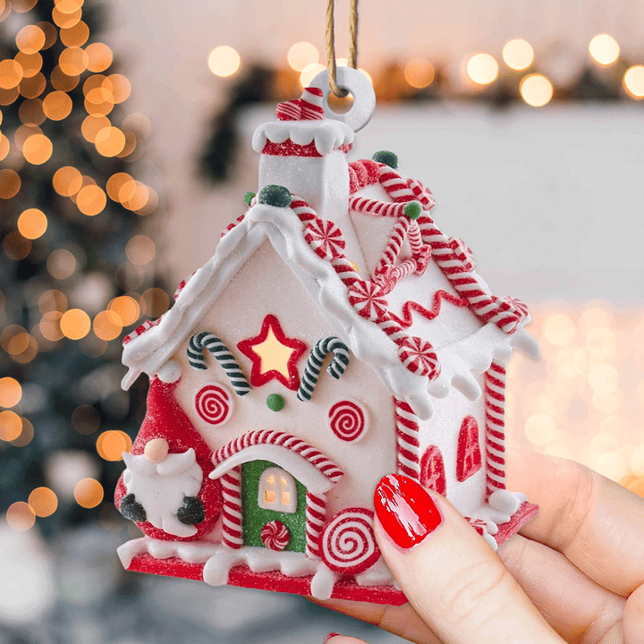 Candy Cane Cottage Mica Ornament  NCU0TL020