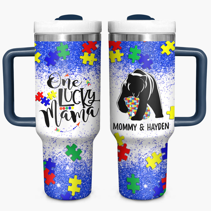 One Lucky Mama - Personalized Tumbler with Handle - NCU0TL005