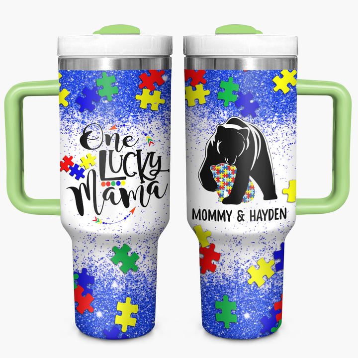 One Lucky Mama - Personalized Tumbler with Handle - NCU0TL005