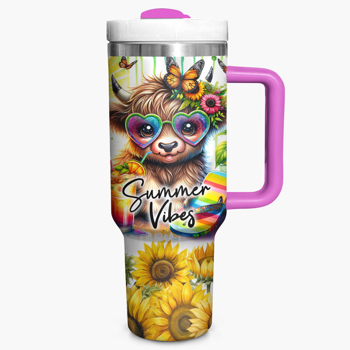 Summer Vibes Highland Cows - Tumbler with Handle - Gift For Highland Cows Lovers - NCU0DV056