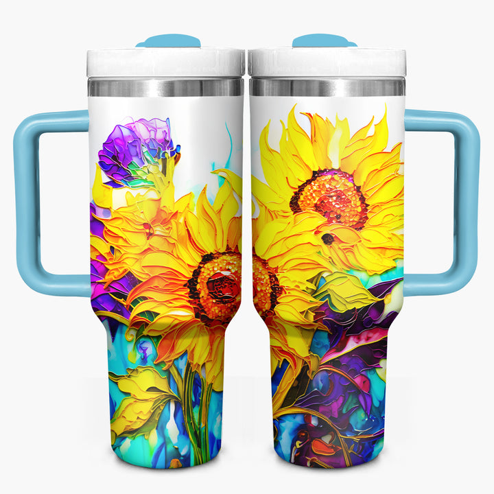 Sparkling Sunflowers - Tumbler with Handle - Gift For Sunflower Lovers - NCU0DV046