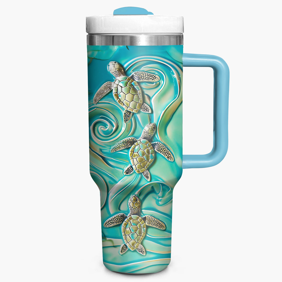 Amazing 3D Baby Turtles - Tumbler with Handle - Gift For Turtle Lovers - NCU0DV036