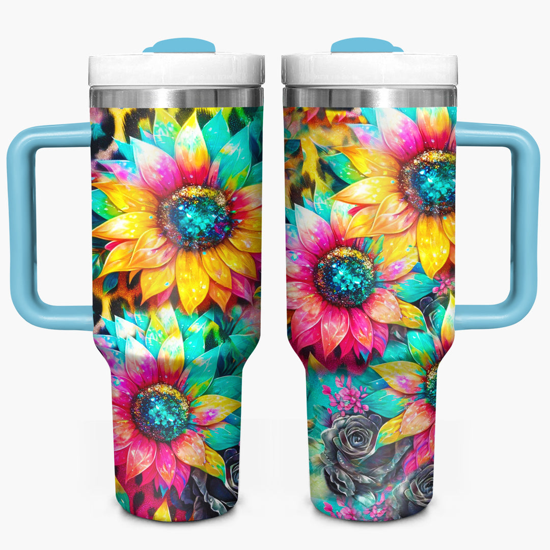 Glitter Sunflower - Tumbler with Handle - Gift For Sunflower Lovers - NCU0DV043