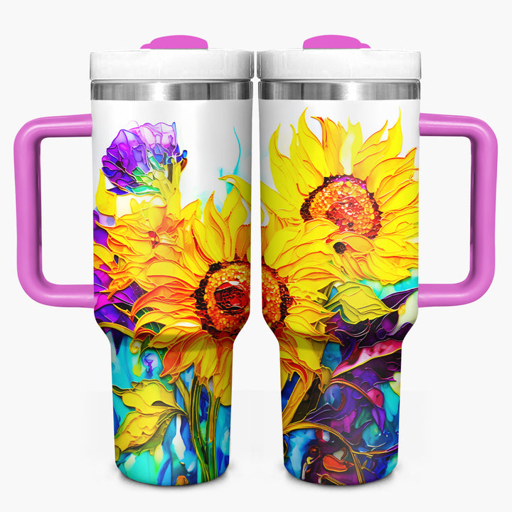 Sparkling Sunflowers - Tumbler with Handle - Gift For Sunflower Lovers - NCU0DV046