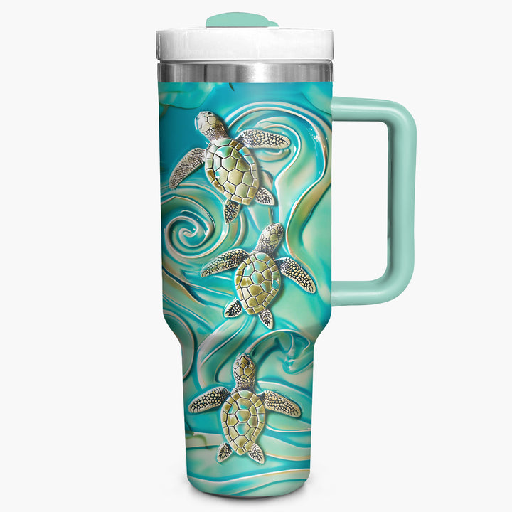 Amazing 3D Baby Turtles - Tumbler with Handle - Gift For Turtle Lovers - NCU0DV036
