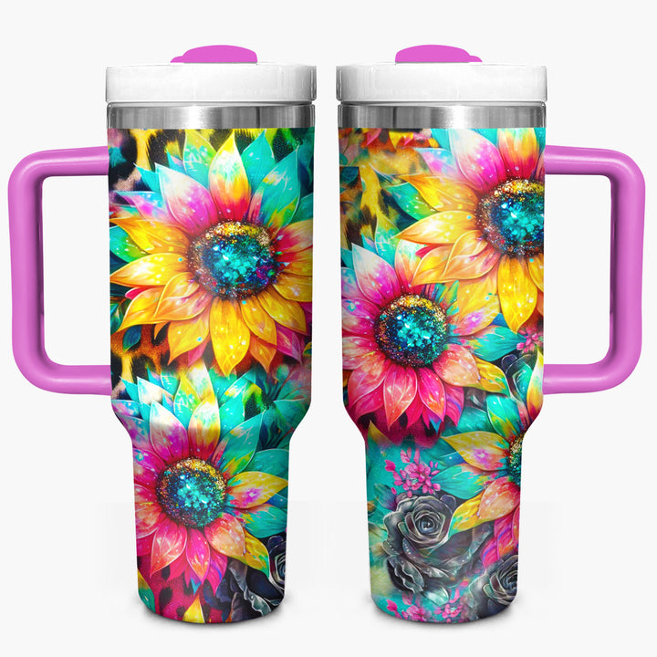Glitter Sunflower - Tumbler with Handle - Gift For Sunflower Lovers - NCU0DV043