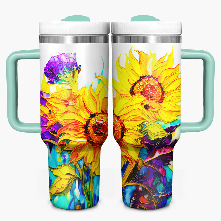Sparkling Sunflowers - Tumbler with Handle - Gift For Sunflower Lovers - NCU0DV046