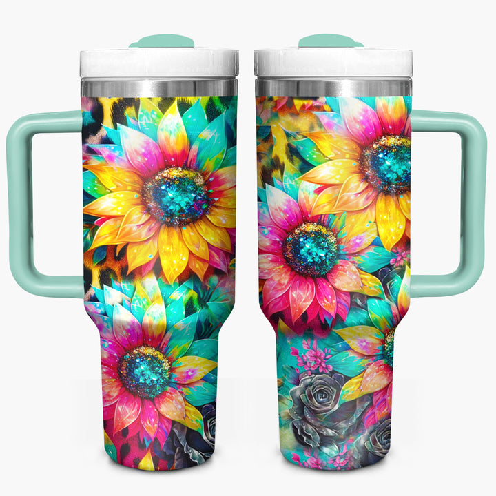 Glitter Sunflower - Tumbler with Handle - Gift For Sunflower Lovers - NCU0DV043
