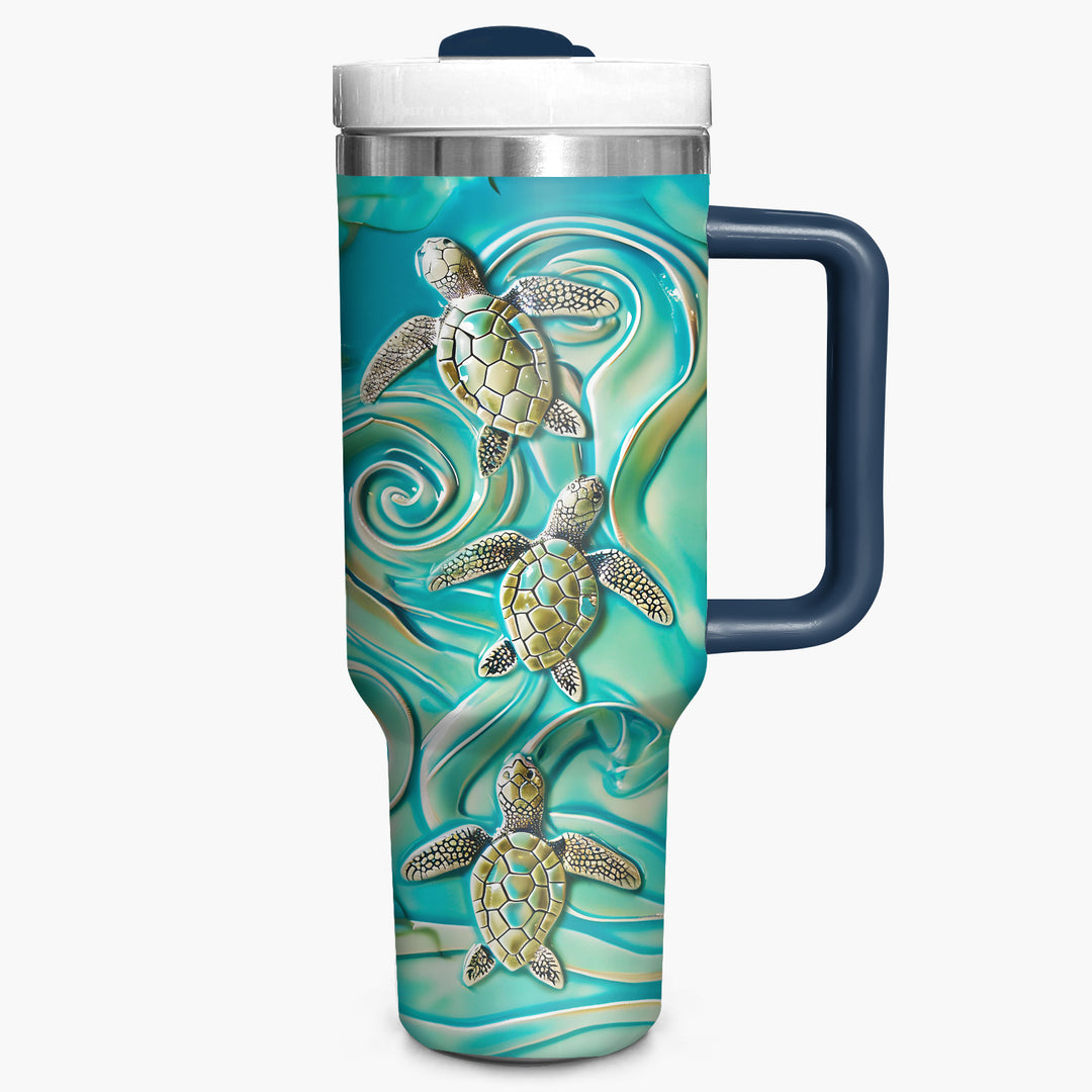 Amazing 3D Baby Turtles - Tumbler with Handle - Gift For Turtle Lovers - NCU0DV036