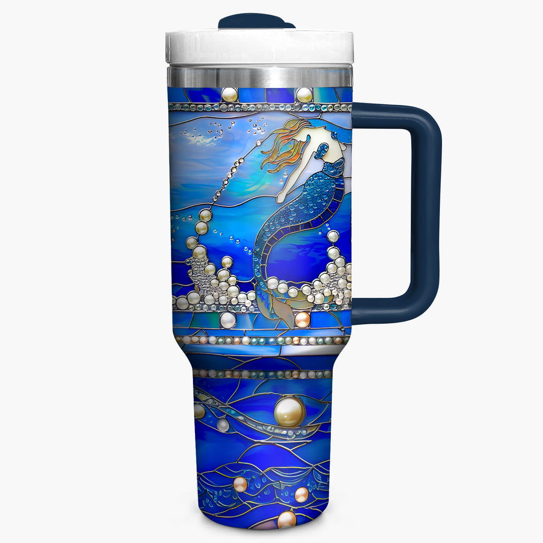 Mermaid and Pearls - Tumbler with Handle - Gift For Mermaid Lovers - NCU0DV038