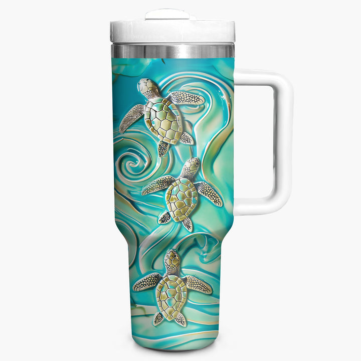 Amazing 3D Baby Turtles - Tumbler with Handle - Gift For Turtle Lovers - NCU0DV036