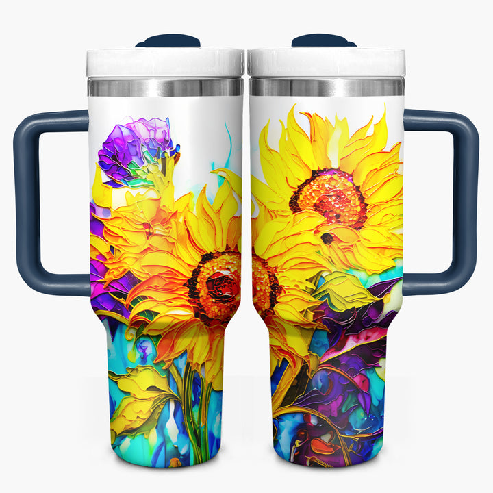 Sparkling Sunflowers - Tumbler with Handle - Gift For Sunflower Lovers - NCU0DV046