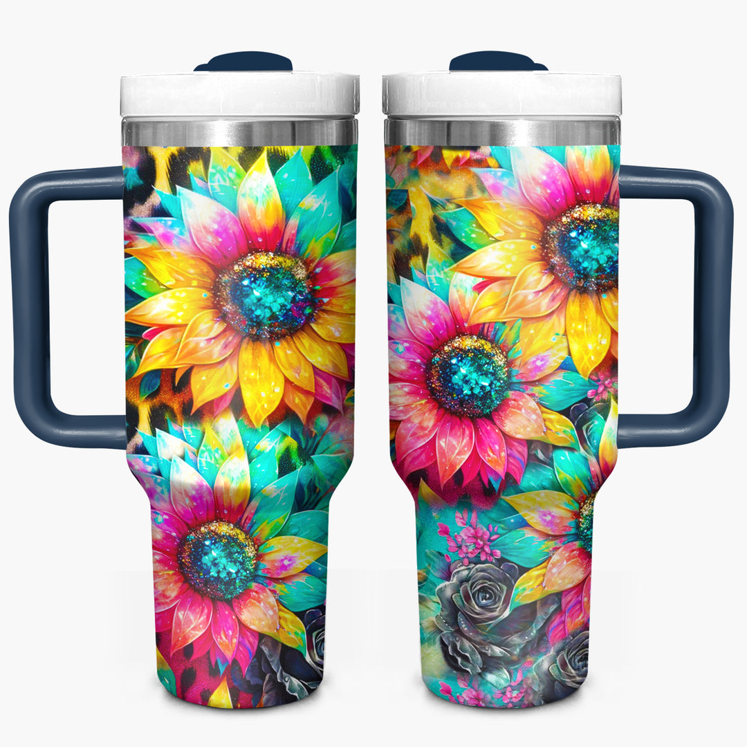 Glitter Sunflower - Tumbler with Handle - Gift For Sunflower Lovers - NCU0DV043