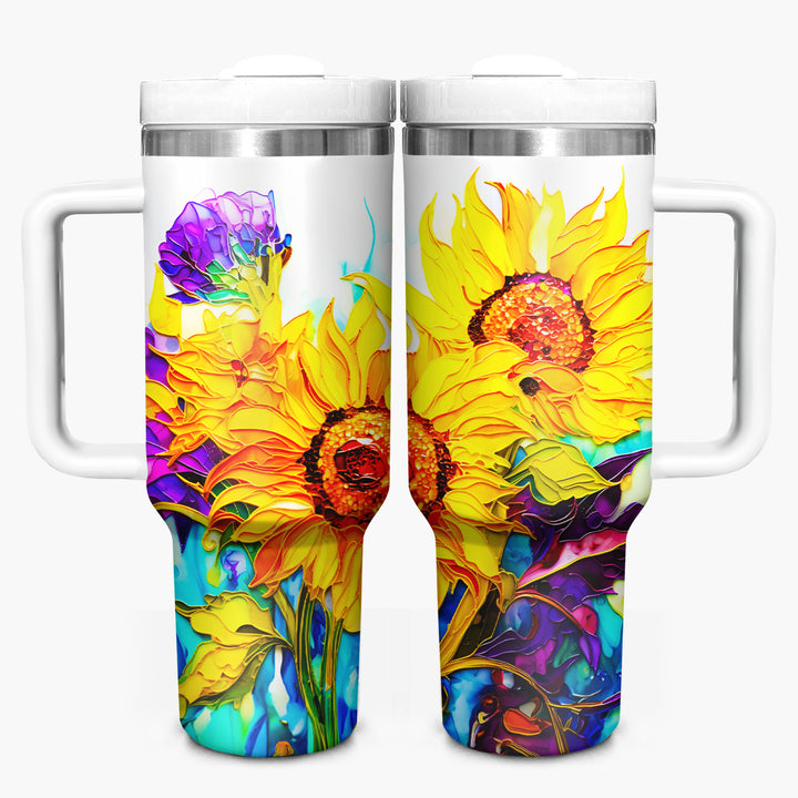 Sparkling Sunflowers - Tumbler with Handle - Gift For Sunflower Lovers - NCU0DV046