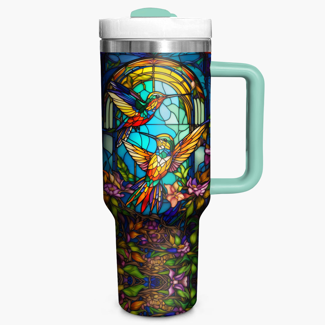 Colorful Hummingbirds - Tumbler With Handle - Gift For Hummingbird Lovers - NCU0DV005