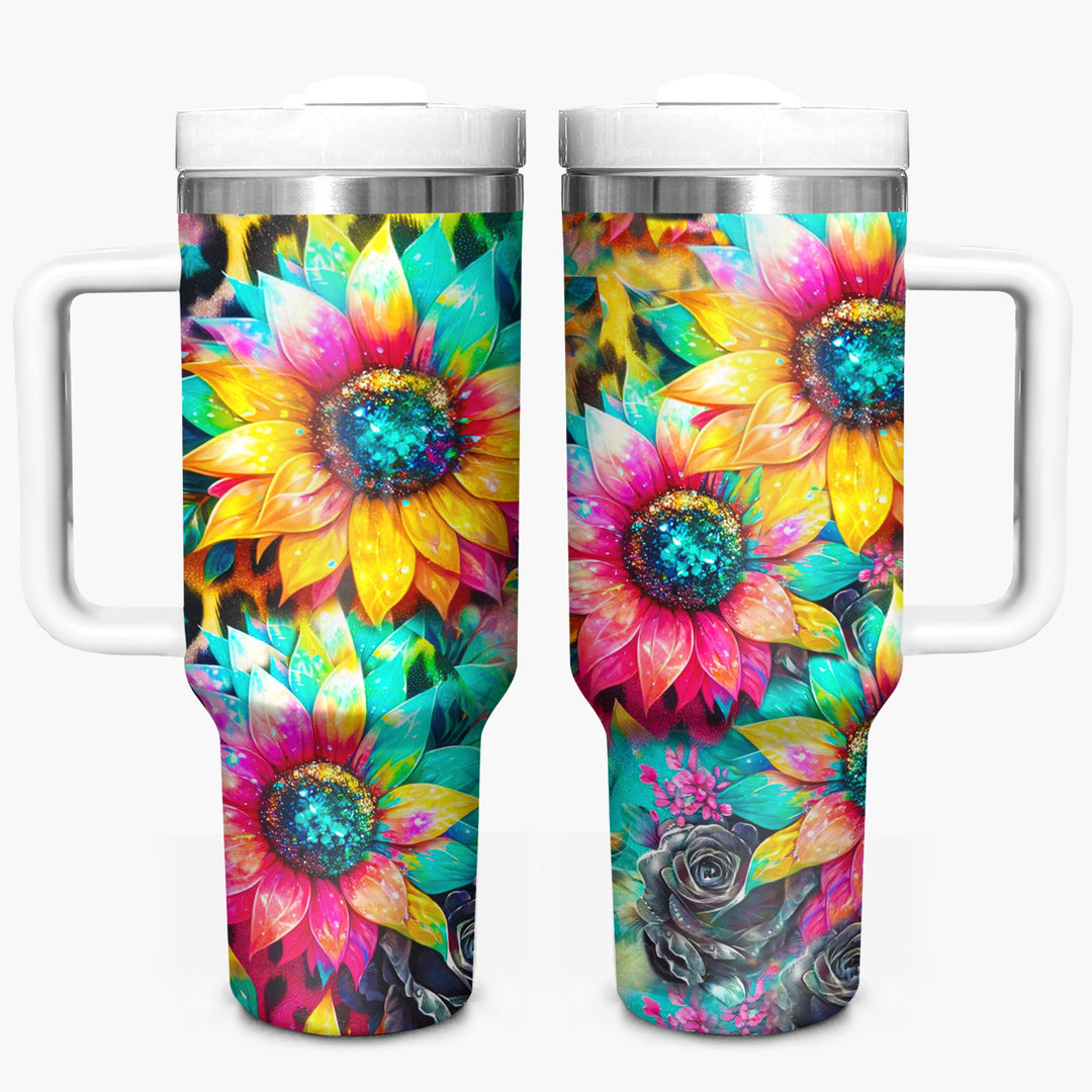 Glitter Sunflower - Tumbler with Handle - Gift For Sunflower Lovers - NCU0DV043