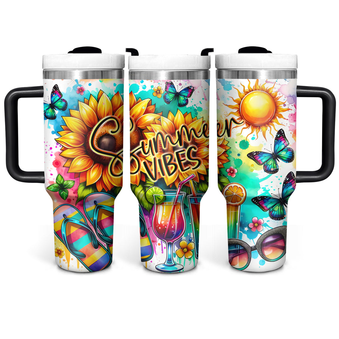 Summer Vibes - Tumbler with Handle - Gift for Beach Lovers - NCU0DV047