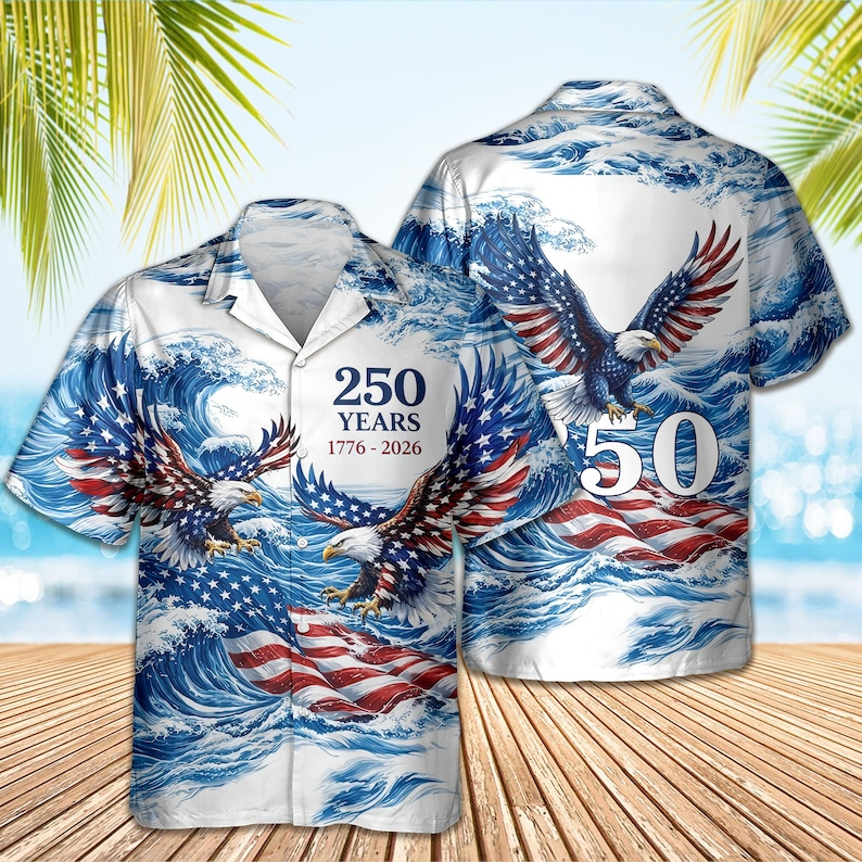 America 250 Patriotic Toile Hawaiian T-Shirt - America 250th Anniversary Gifts For Men, Dad, Grandpa, Husband NCU0VL104
