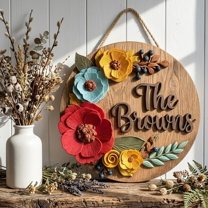 Blooming Family Circle Personalized Custom Door Sign AGC0VL028