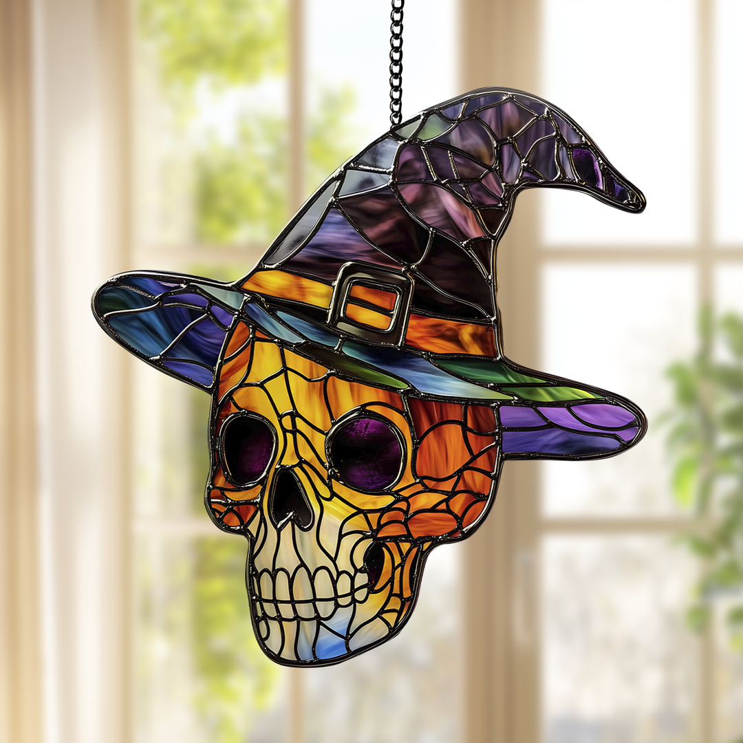 Witch Skull Halloween - Window Hanging Suncatcher NCU0PD032