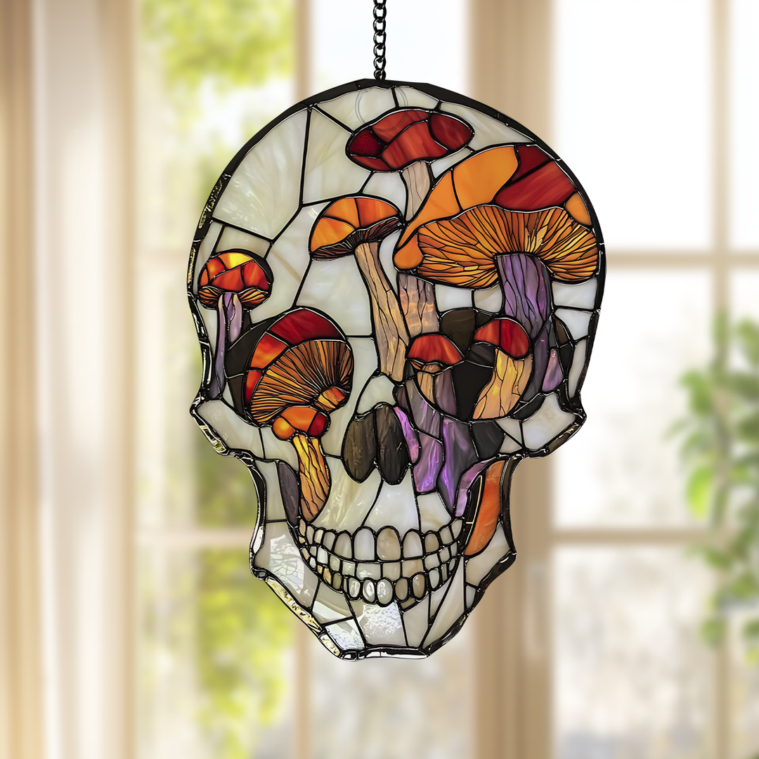 Spooky Skull Mushrooms - Window Hanging Suncatcher NCU0PD089