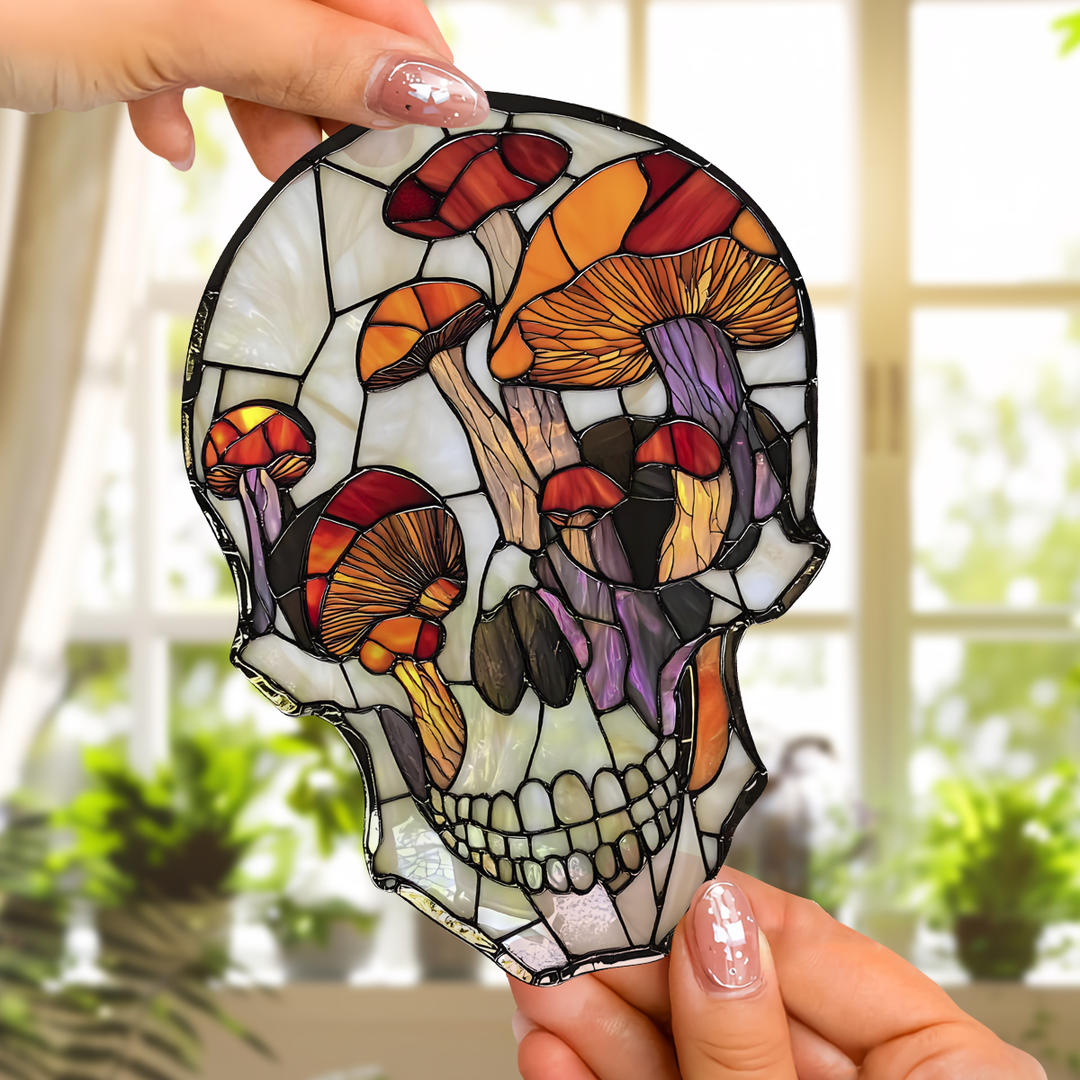 Spooky Skull Mushrooms - Window Hanging Suncatcher NCU0PD089