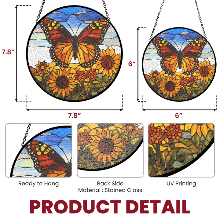 Winged Harmony Monarch Butterfly - Stained Glass Window Hanging Suncatcher NCU0PD006