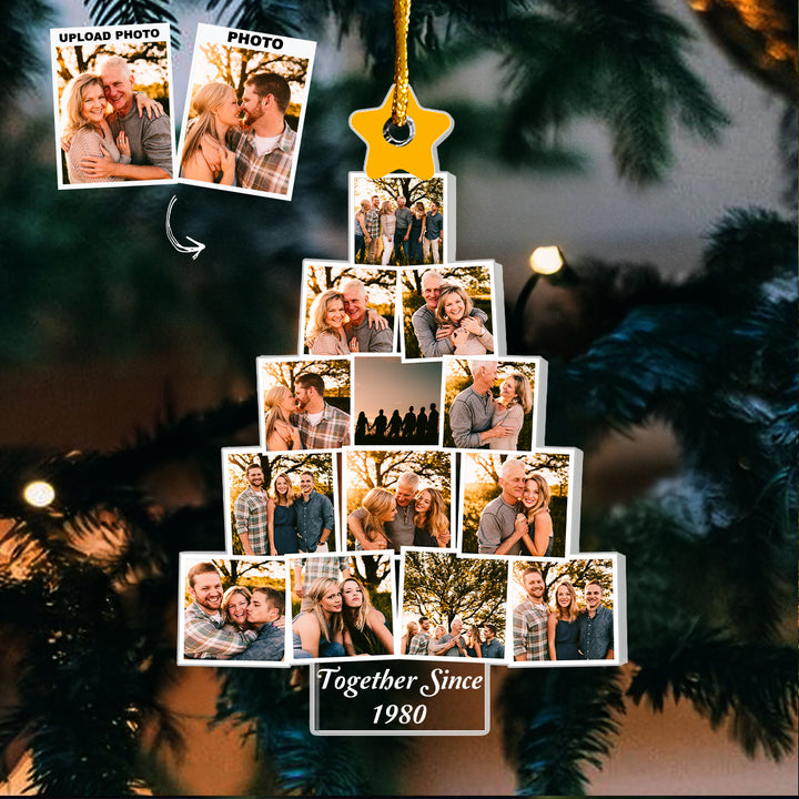Together Since Photo Christmas Tree - Personalized Custom Mica Ornament - Gift For Couple