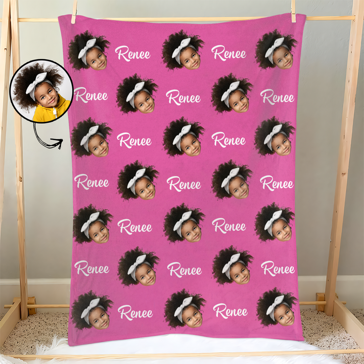 Cute Baby Face Cut Out - Personalized Custom Blanket - Gift For Family Members, Daughter, Son