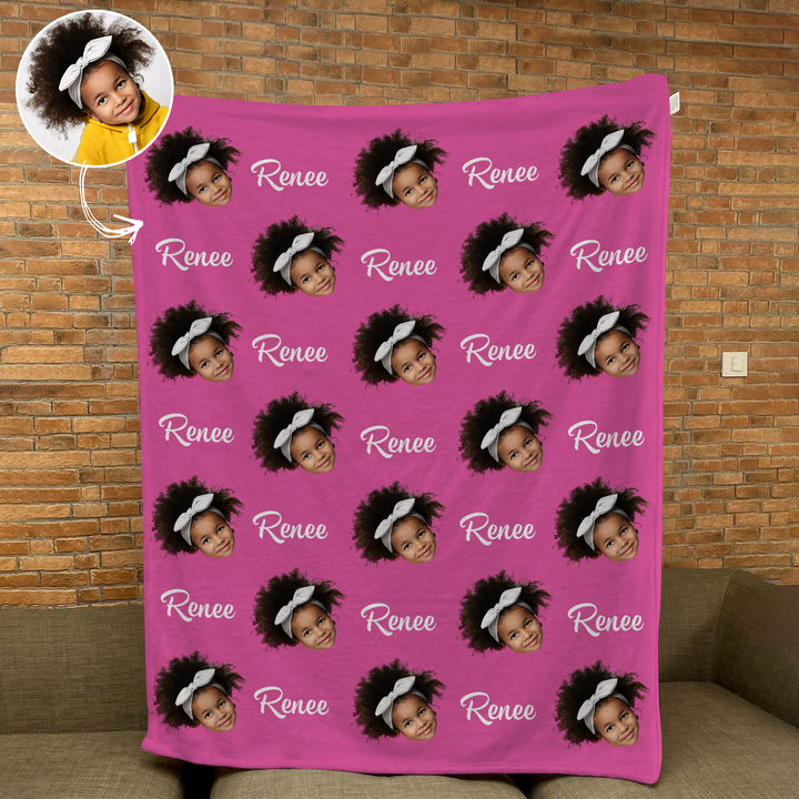 Cute Baby Face Cut Out - Personalized Custom Blanket - Gift For Family Members, Daughter, Son