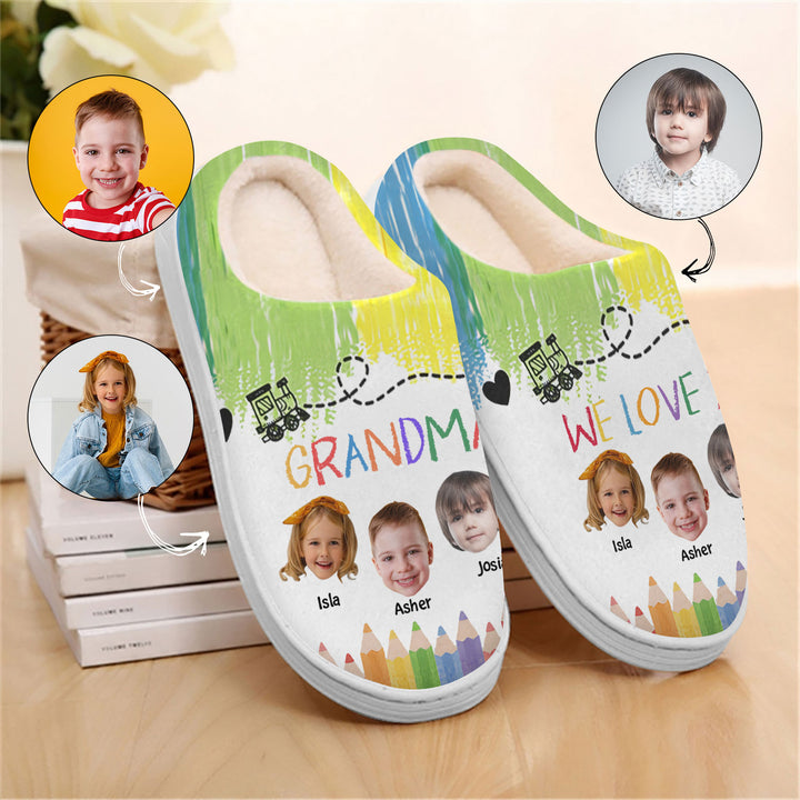Grandma We Love You - Personalized Custom Slippers - Gift For Grandma, Mom Family Members