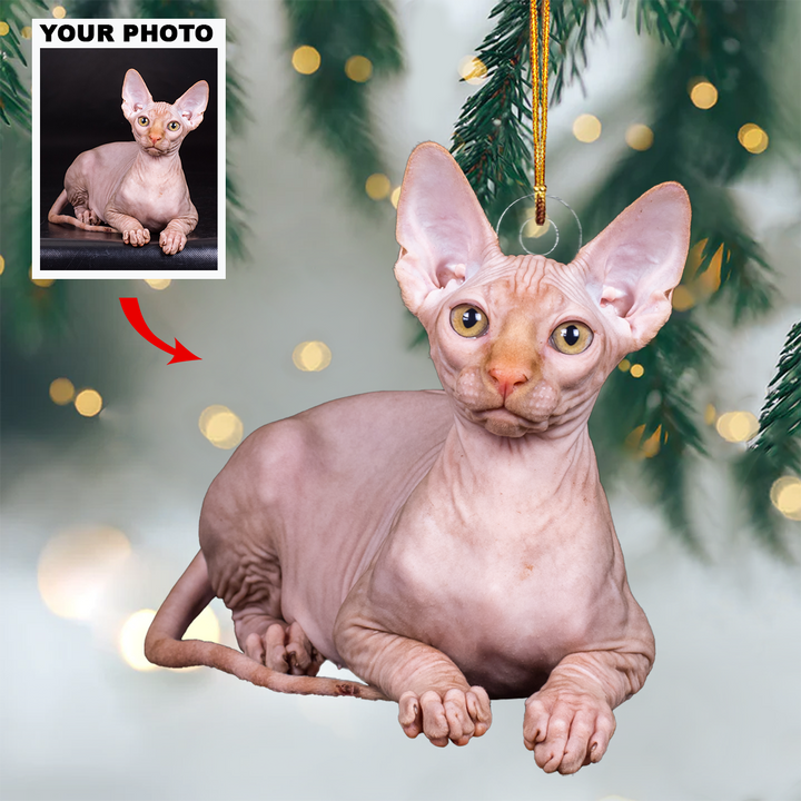 I Love Cats - Personalized Custom Photo Mica Ornament - Christmas Gift For Cat Mom, Cat Dad, Sphynx Cat Lovers