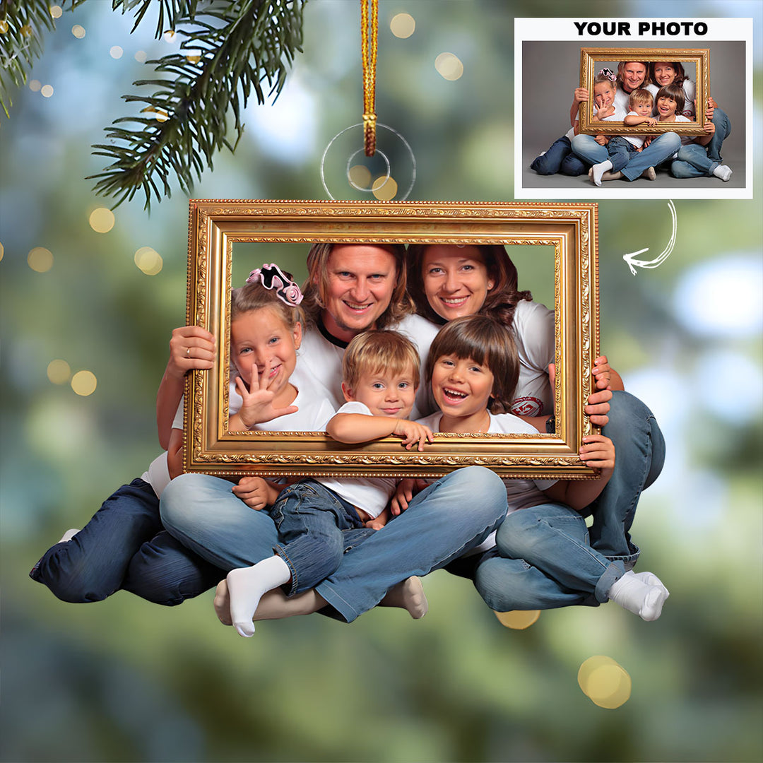 Framed Family Photoshoot - Personalized Photo Mica Ornament - Customized Your Photo Ornament - Christmas Gift For Family Members, Family