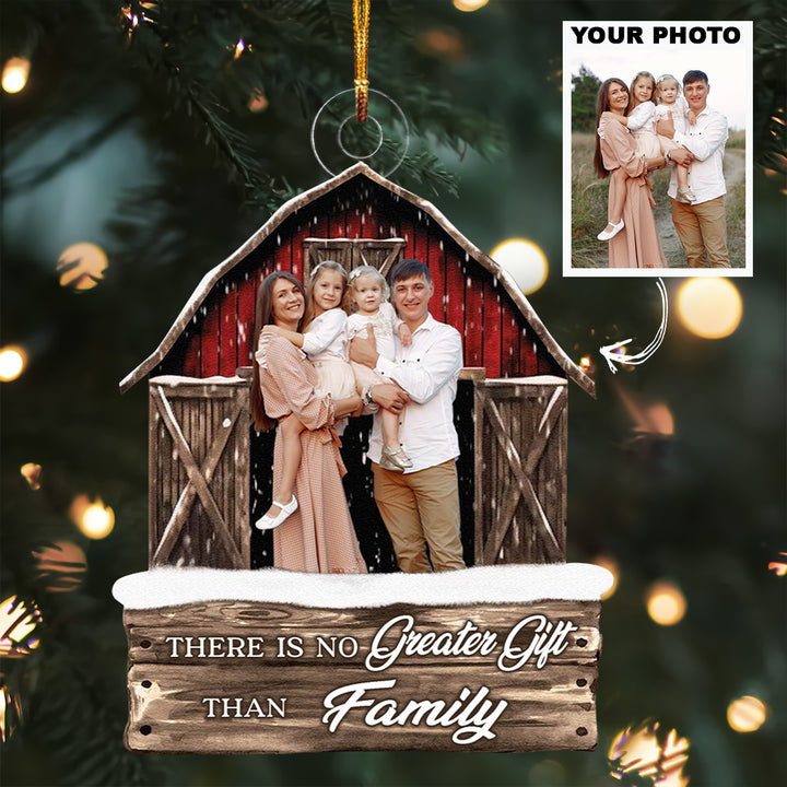 There Is No Greater Gift Than Family - Personalized Custom Photo Mica Ornament - Christmas Gift For Family, Family Members UPL0HT007