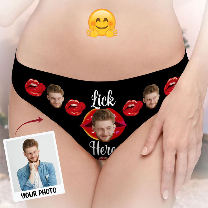 Lick Here - Personalized Custom Women's Briefs - Gift For Couple, Girlfriend, Wife