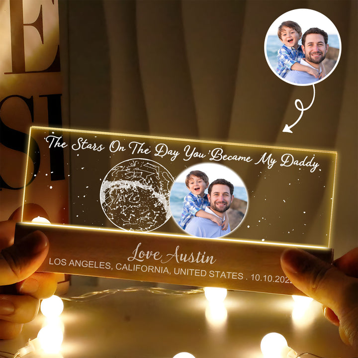 Under This Sky You Became My Dad - Personalized Custom Name Night Light - Father's Day Gift