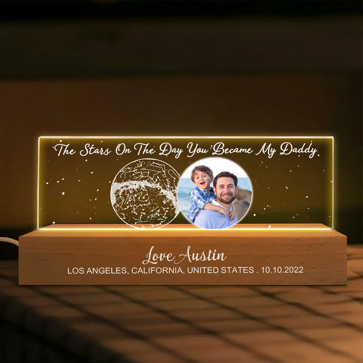 Under This Sky You Became My Dad - Personalized Custom Name Night Light - Father's Day Gift
