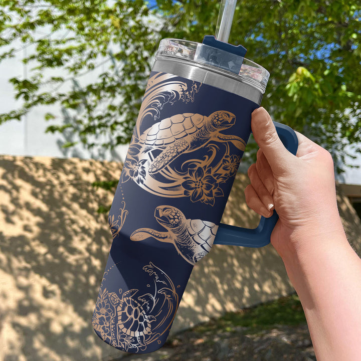 Hawaiian Turtles - Tumbler with Handle - Gift For Turtles Lovers - NCU0DV063