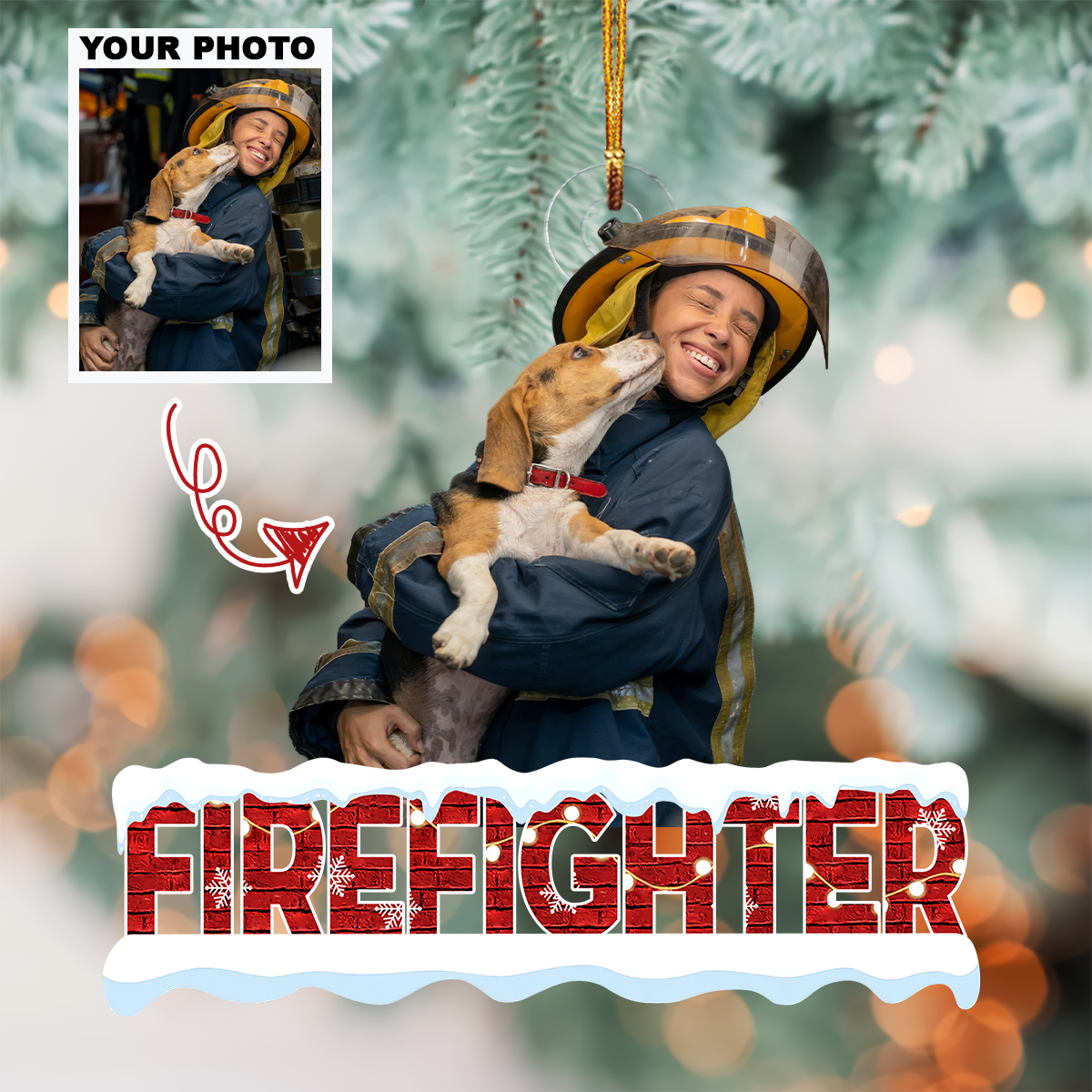 Firefighter Christmas Ornaments - Personalized Custom Photo Mica Ornament - Christmas Gift For Firefighter UPL0HT003