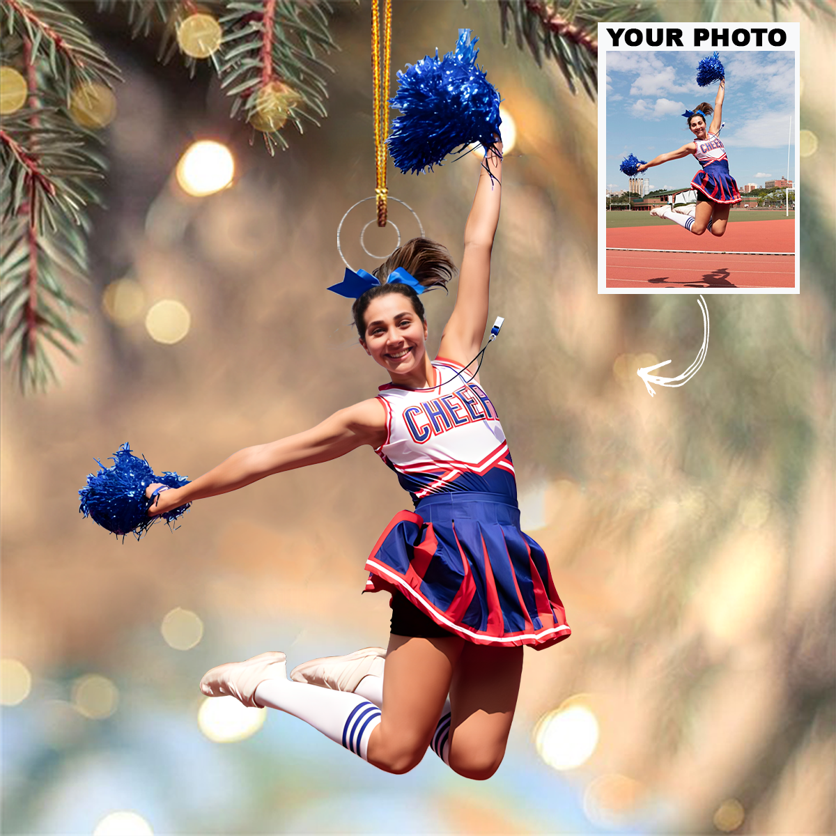 Cheerleading Ornament - Personalized Custom Photo Mica Ornament - Christmas Gift For Cheerleaders, Family Members