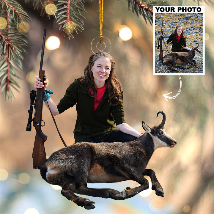 I Love Hunting - Personalized Custom Photo Mica Ornament - Christmas Gift For Hunting Lover, Family Members