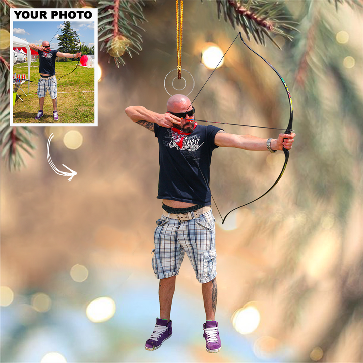 I Love Archery - Personalized Custom Photo Mica Ornament - Christmas Gift For Archers, Family Members